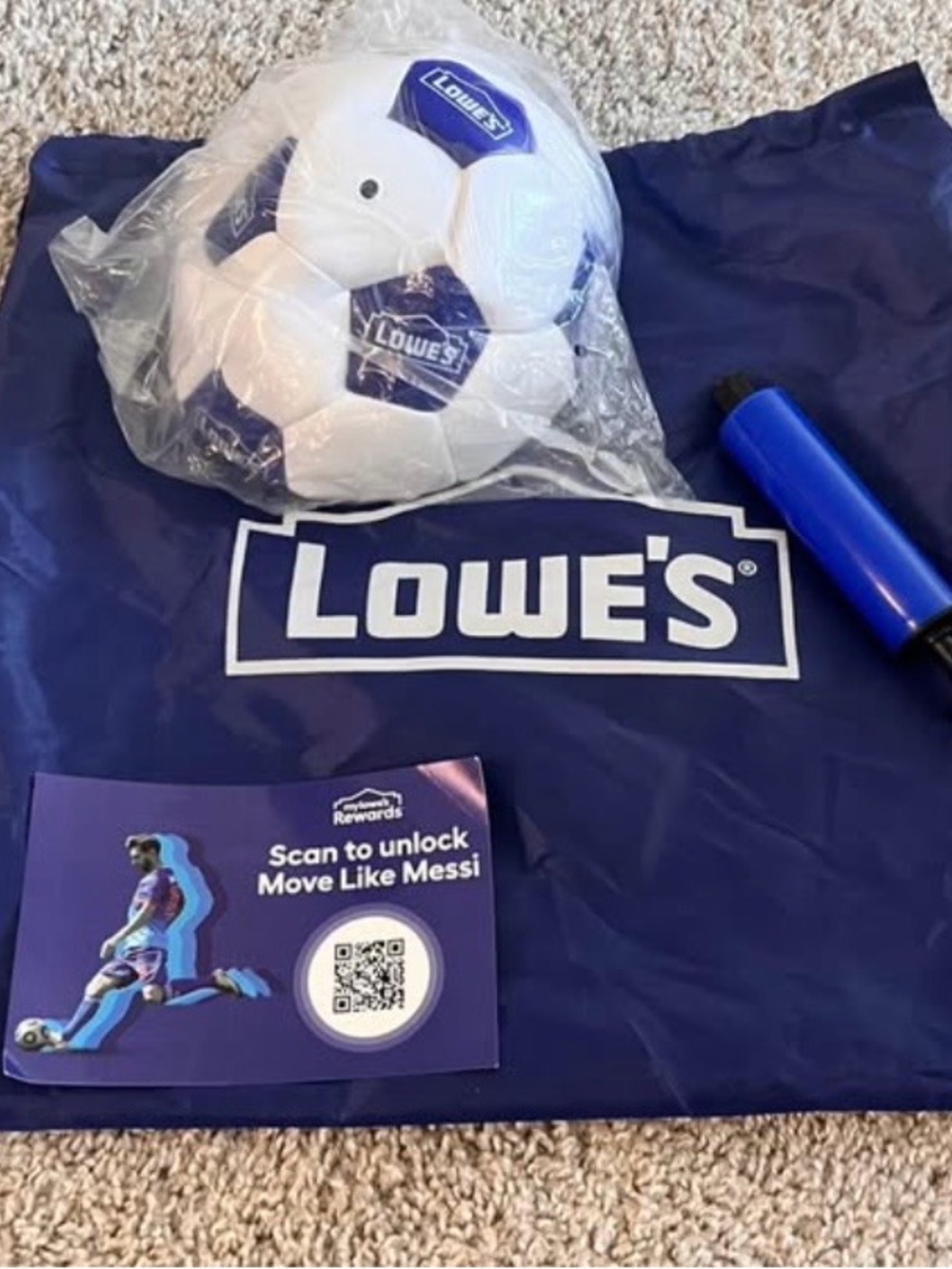 Lowe's Kids White & Blue Soccer Ball - Branded Promotional Ball